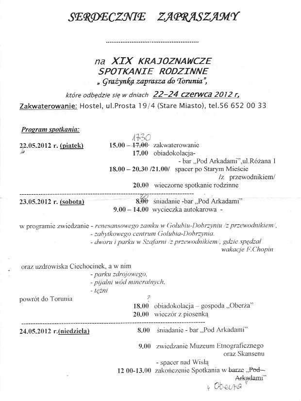Krajoznawcze Spotkania Rodzinne - Program Spotkania XIX Krajoznawcze Spotkania Rodzinne - Program Spotkania XIX