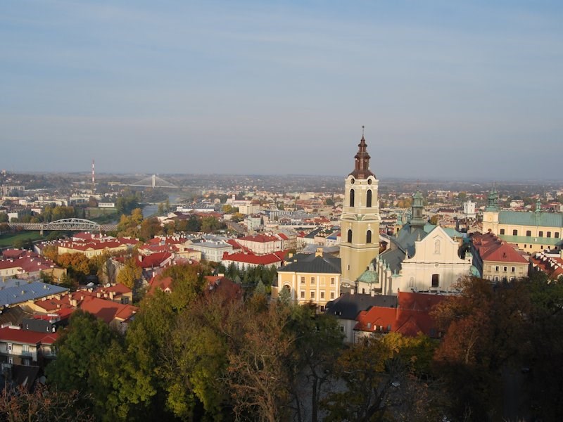 Panorama na miasto i rzekę San