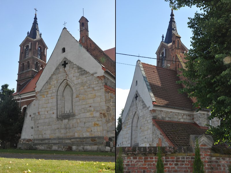 Stare Miasto, neogotycki kościół pw. św. Ap. Piotra i Pawła z 1907 r. z romańsko-gotycką kaplicą z 1119 r., która stanowiła w okresie budowy pierwotny kościół