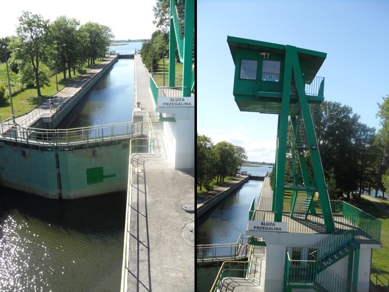 Śluza południowa tej unikalnej budowli hydrotechnicznej...łącząca wody Martwej Wisły i głównego jej biegu, Wisły Przekop