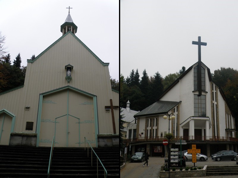 Kierujemy się z kolei ku starszemu, drewnianemu kościołowi  p.w.św. Iwona i Matki Bożej  Uzdrowienia Chorych  z 1838r. Połączonego z nowym kościołem