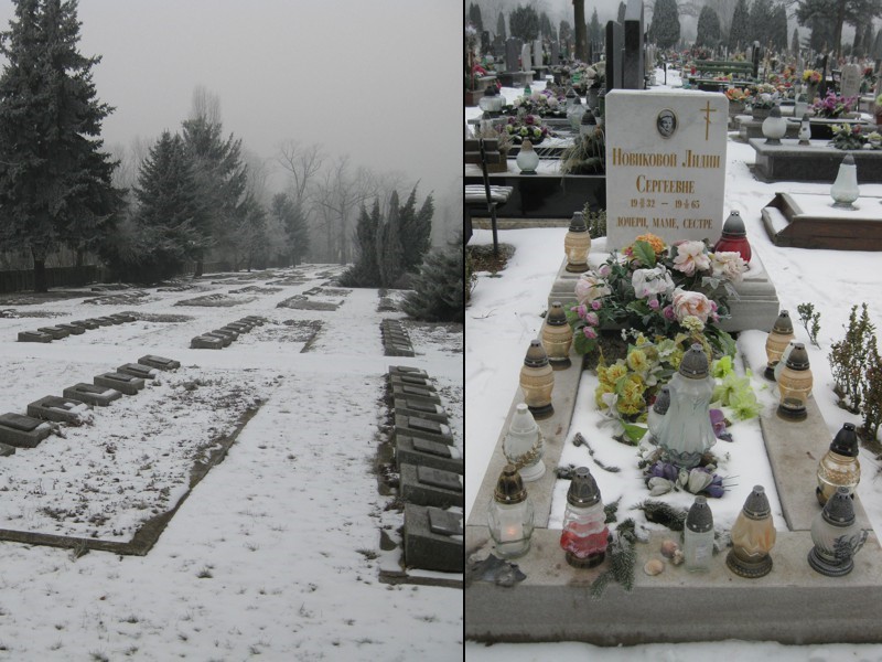 W wydzielonej części miejskiego  cmentarza  chowano obywateli Kraju Rad. Oddzielnie pochowana jest Lidia Siergiejewna Nowikowa, której losy stały się kanwą głośnego filmu Waldemara Krzystka pt. Mała Moskwa, (2008)